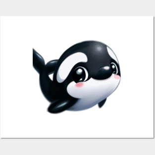 Cute Orca Drawing Posters and Art